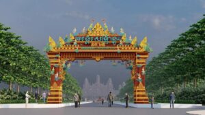 ខ្លោងទ្វារអង្គរសង្ក្រាន្ត សម្រាប់ឆ្នាំ២០២៥  ត្រូវបានរចនាឡើងតាមរចនាប័ទ្មបែបបុរាណ