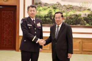 សម្តេចអគ្គមហាសេនាបតីតេជោ ហ៊ុន សែន ប្រធានព្រឹទ្ធសភានៃព្រះរាជាណាចក្រកម្ពុជា អនុញ្ញាតឲ្យ នាយឧត្តមសេនីយ៍ Morishita Yasunori មេបញ្ជាការ កងស្វ័យការពារជើងគោកជប៉ុន ចូលជួបសម្តែងការគួរសម នៅវិមានព្រឹទ្ធសភា រាជធានីភ្នំពេញ